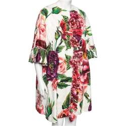 مملوكة مسبقًا Dolce & Gabbana Multicolored Peony Printed Jacquard Embellished Coat M