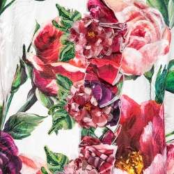 مملوكة مسبقًا Dolce & Gabbana Multicolored Peony Printed Jacquard Embellished Coat M