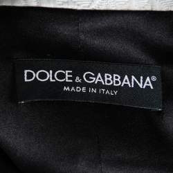 Pre Owned Dolce & Gabbana Black Wool Crepe Contrast Trim Detail Button Front Coat M