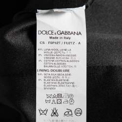 Pre Owned Dolce & Gabbana Black Wool Crepe Contrast Trim Detail Button Front Coat M