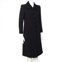 Pre Owned Dolce & Gabbana Black Textured Wool Button Front Coat M