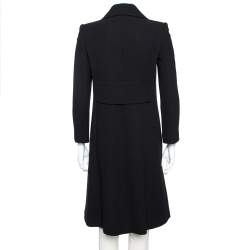 Pre Owned Dolce & Gabbana Black Textured Wool Button Front Coat M