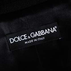 Pre Owned Dolce & Gabbana Black Textured Wool Button Front Coat M
