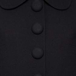 Pre Owned Dolce & Gabbana Black Textured Wool Button Front Coat M