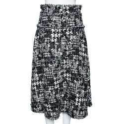 مملوكة مسبقًا Dolce & Gabbana Monochrome Patterned Tweed Midi Skirt M