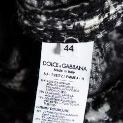 Pre Owned Dolce & Gabbana Monochrome Tweed Fringed Detail Button Front Cropped Blazer M