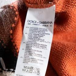 Pre Owned Dolce & Gabbana Orange Eleganza Intarsia Knit Pullover M