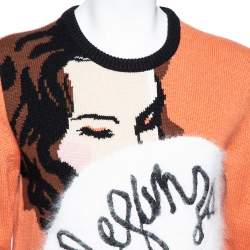 Pre Owned Dolce & Gabbana Orange Eleganza Intarsia Knit Pullover M