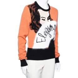 Pre Owned Dolce & Gabbana Orange Eleganza Intarsia Knit Pullover M