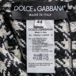 Pre Owned Dolce & Gabbana Monochrome Houndstooth Wool Fringed Jacket M 