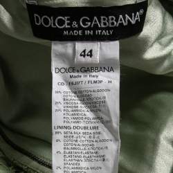 Pre Owned Dolce & Gabbana Green Floral Lace Flared Dress M 