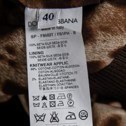 Pre Owned Dolce & Gabbana Brown Animal Printed Silk V-Neck Zip Front Bomber Jacket S