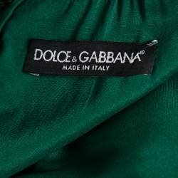 Pre Owned Dolce & Gabbana Green Lace Dragon Fly Embellished Midi Dress XL