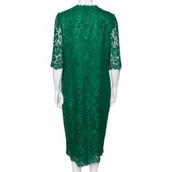 Pre Owned Dolce & Gabbana Green Lace Dragon Fly Embellished Midi Dress XL