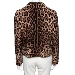 Pre Owned Dolce & Gabbana Leopard Print Wool Button Front Jacket L