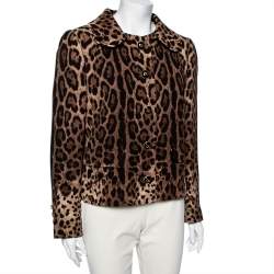 Pre Owned Dolce & Gabbana Leopard Print Wool Button Front Jacket L