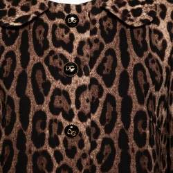 Pre Owned Dolce & Gabbana Leopard Print Wool Button Front Jacket L