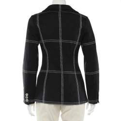 Pre Owned Dolce & Gabbana Vintage Black Checkered Cotton Knit Double Breasted Blazer S