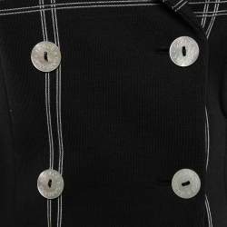 Pre Owned Dolce & Gabbana Vintage Black Checkered Cotton Knit Double Breasted Blazer S