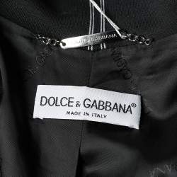 Pre Owned Dolce & Gabbana Vintage Black Checkered Cotton Knit Double Breasted Blazer S