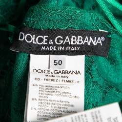 Pre Owned Dolce & Gabbana Green Lace Floral Appliqued Sleeveless Dress XL