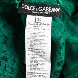 Pre Owned Dolce & Gabbana Green Lace Floral Appliqued Sleeveless Dress XL