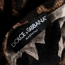 Pre Owned Dolce & Gabbana Brown Leopard Print Wool Lace Paneled Button Front Cardigan XL