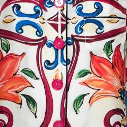 Pre Owned Dolce & Gabbana Multicolor Printed Silk Short Sleeve Shirt S 