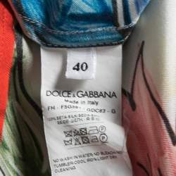 Pre Owned Dolce & Gabbana Multicolor Printed Silk Short Sleeve Shirt S 
