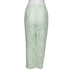 مملوكة مسبقًا Dolce & Gabbana Mint Green Lace Trouser XL 