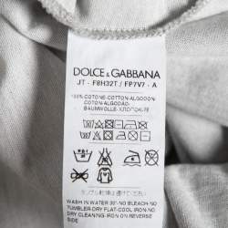 Pre Owned Dolce & Gabbana Grey Printed Cotton Crew Neck Short Sleeve Top M