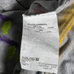 Pre Owned Dolce & Gabbana Grey Limited Edition Hand Painted Top M