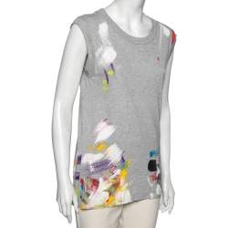 Pre Owned Dolce & Gabbana Grey Limited Edition Hand Painted Top M