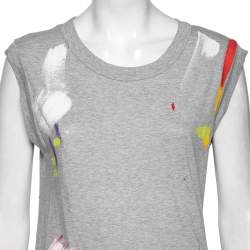 Pre Owned Dolce & Gabbana Grey Limited Edition Hand Painted Top M