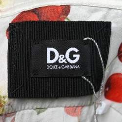 Pre Owned Dolce & Gabbana White Cherry Printed Silk Satin Button Front Shirt M