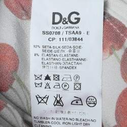 Pre Owned Dolce & Gabbana White Cherry Printed Silk Satin Button Front Shirt M