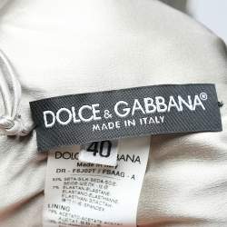 Pre Owned Dolce & Gabbana Grey Leopard Printed Silk Ruched Dress S
