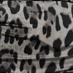 Pre Owned Dolce & Gabbana Grey Leopard Printed Silk Ruched Dress S