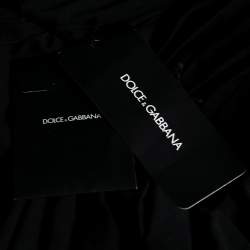 Pre Owned Dolce & Gabbana Black Silk Lace Trimmed Ruched Midi Dress M 