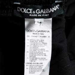 Pre Owned Dolce & Gabbana Black Silk Lace Trimmed Ruched Midi Dress M 