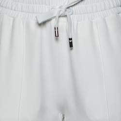 Pre Owned Dolce & Gabbana White Crepe Logo Tape Trim Cropped Track Pants S