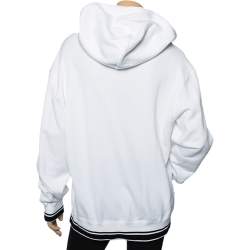 Pre Owned Dolce & Gabbana White Logo Printed Cotton Oversized Hoodie S
