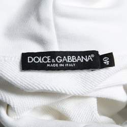 Pre Owned Dolce & Gabbana White Logo Printed Cotton Oversized Hoodie S