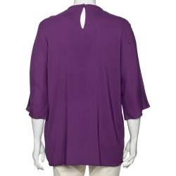 Pre Owned Dolce & Gabbana Purple Crepe Cat Zambia Tiara Blouse M