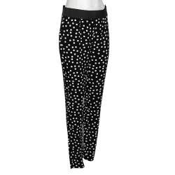 Pre Owned Dolce & Gabbana Monochrome Polka Dot Crepe Pants M