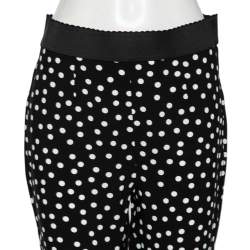 Pre Owned Dolce & Gabbana Monochrome Polka Dot Crepe Pants M