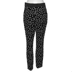 Pre Owned Dolce & Gabbana Monochrome Polka Dot Crepe Pants M