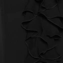 Pre Owned D&G Black Sheer Silk Ruffled Neck Sleeveless Blouse S