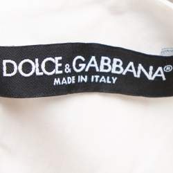 Pre Owned Dolce & Gabbana White Cotton Rose Biscuit Print Midi Dress S
