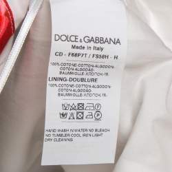 Pre Owned Dolce & Gabbana White Cotton Rose Biscuit Print Midi Dress S